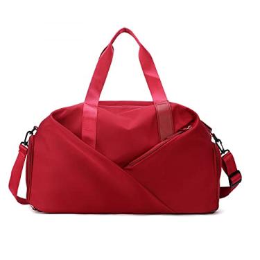 Imagem de Bolsa Mala Feminina Academia Esportiva Viagem Porta Tênis?pessoal Para Ótimo Para Ioga, Treino, Viagens, Atividades Esportivas (Vermelho)