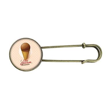 Imagem de Broche de metal retrô de cones de gelo de chocolate marrom