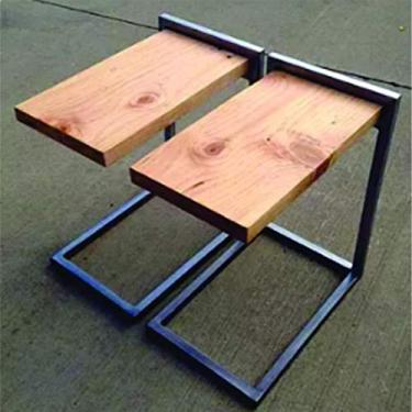 Imagem de Par de mesinhas laterais em madeira e metalon
