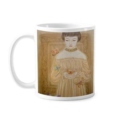 Imagem de Vestido de borboleta de beleza com pintura chinesa caneca de cerâmica café xícara de porcelana louça