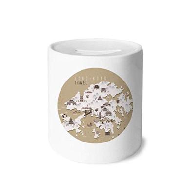 Imagem de DIYthinker Mapa de localização de Hong Kong, caixa de dinheiro de cerâmica, porta-moedas, presente de cofrinho