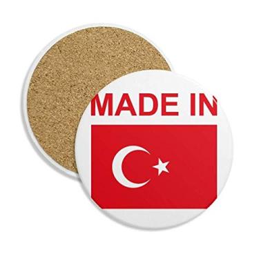 Imagem de Porta-copos de cerâmica Made In Turkey Country Love porta-copos com pedra absorvente para bebidas presente 2 peças