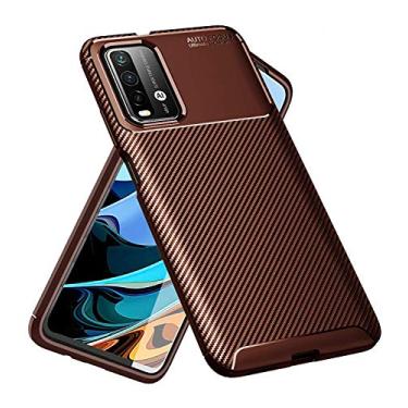Imagem de Capa Capinha Anti Impacto Para Xiaomi Poco M3 com Tela de 6.53" polegadas - Case Com Desenho Fibra De Carbono Shock Queda - Danet (Marrom)