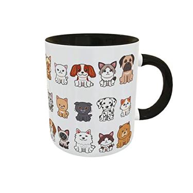 Imagem de Caneca Kawaii Cães e Gatos Cartoon Presente Criativo Geek cor:Preto