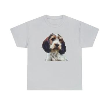 Imagem de Camiseta unissex Petit Basset Griffon de algodão pesado, Cinza gelo, XG