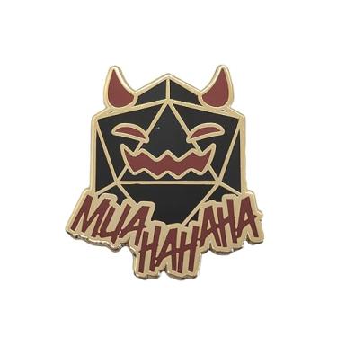 Imagem de Broche de lapela esmaltado Evil DnD Game Master | D20 Dice with Devil Horns Muahahaha Dragon Dungeon Master, Metal, Sem pedras preciosas