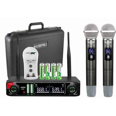 Imagem de Microfone Sem Fio Duplo Profissional Recarregável Ksr Kt05m