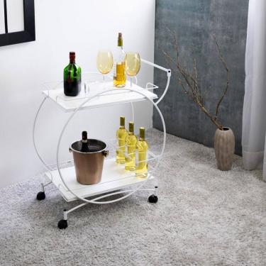 Imagem de Carrinho de Bebidas Decorativo Vintage Branco Fosco