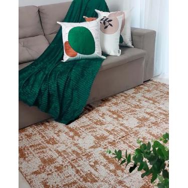 Imagem de Tapete para Sala Quarto e Escritório Artesanal em Algodão (Lavável a Máquina) Cor: Branco/Caramelo 1,50 X 2,00