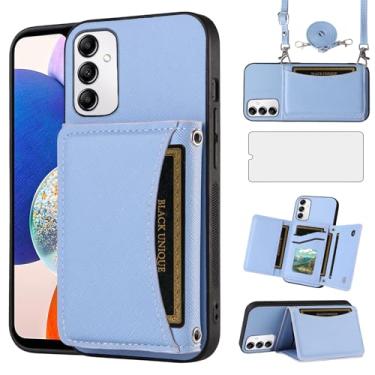 Imagem de Asuwish Capa de telefone para Samsung Galaxy A14/M14 5G Capa carteira com protetor de tela de vidro temperado e suporte para cartão, slot de couro PU, acessórios para celular A 14 4G 14 A 14 M G5