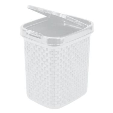 Imagem de Lixeira rattan com click 4,5 litros - Nitron, Branco