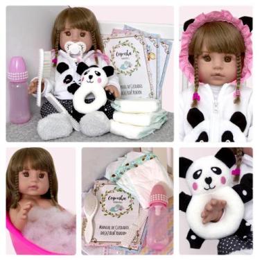 Imagem de Bebe Reborn Siliconado Realista Panda e Itens Barata LOL - Cegonha Reb
