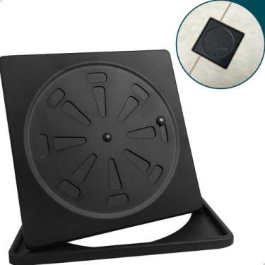 Imagem de Ralo Grelha Abre e Fecha Com Caixilho 15x15 Preto Fosco Inox Porta Gre