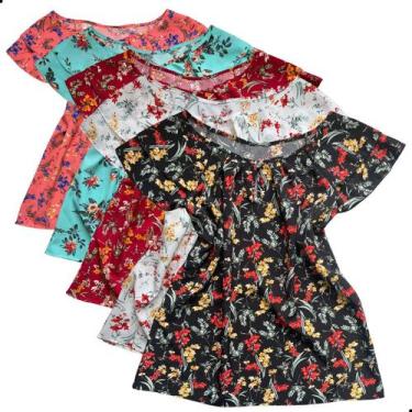 Imagem de Kit 5 Blusinhas Crepinho Social Feminina Estampas Lindas - Look Modas 