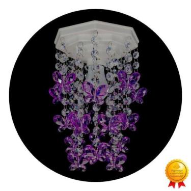 Imagem de Luminária De Teto Infantil Menina Bebê Borboletas Lilás - Lustres Sh D
