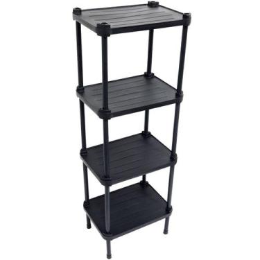 Imagem de Estante de Plástico Modular Multiuso 4 Prateleiras 1 Torre Preta Montá