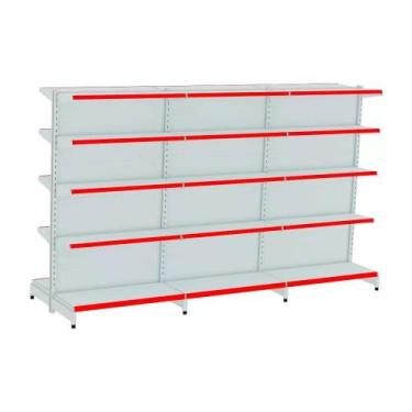 Imagem de Gondola Centro 170 Amapa Flex Kit 3 Metros Branco PE Vermelho - Amapá