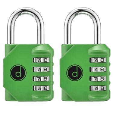 Imagem de Pacote com 2 fechaduras de combinação de 4 dígitos - cadeado à prova de intempéries com código - fechadura de combinação para armário, academia, portão ao ar livre, galpão de armazenamento, portão de