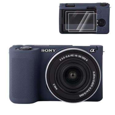 Imagem de Rieibi Capa protetora de silicone para câmera Sony ZV-E10 II com 2 peças, capa leve para câmera com sensação de aderência aprimorada para Sony ZV-E10 II, Azul, capa para câmera