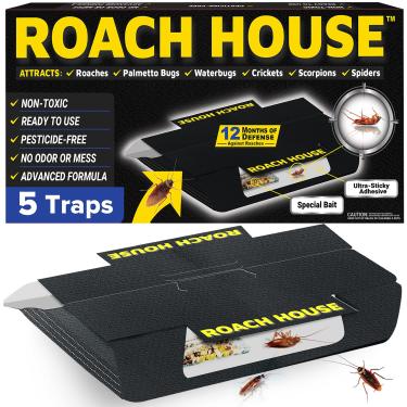 Imagem de ROACH HOUSE Armadilhas de aranha, críquete, barata e formigas – armadilhas de cola com isca interna para controle de insetos de baratas e palmetto, seguro para casa, crianças e animais de estimação