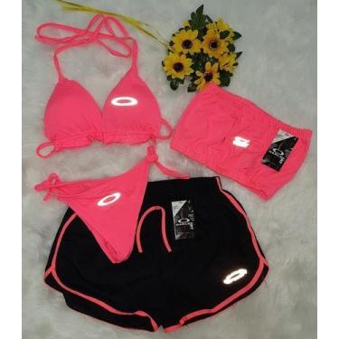 Imagem de Conjunto Biquíni Cortininha Refletivo + Short + Top 1 Linha - Gringas 