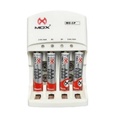 Imagem de Carregador De Pilhas E Baterias 9v + 4 Pilhas AAA 1000 mah Palito Reca