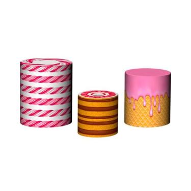 Imagem de Trio De Capa Cilindro - Confeitaria Doces Rosa 016 - Via Cores
