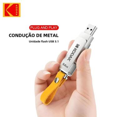 Imagem de Pen Drive USB Kodak de Alta Velocidade - 64GB, 128GB e 256GB - Metal, 