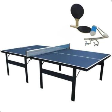 Imagem de Kit Tenis de Mesa de Ping Pong Juvenil 15mm MDF Sports Mania, Azul