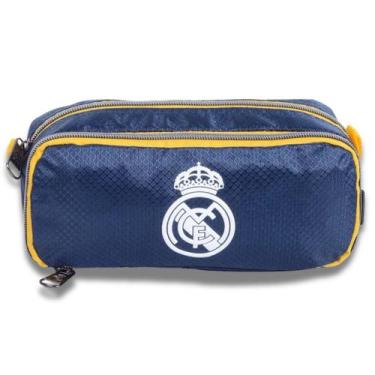 Imagem de Bolsinha Lápis Escolar Real Madrid 2 Compartimentos Cor Azul - Xeryus