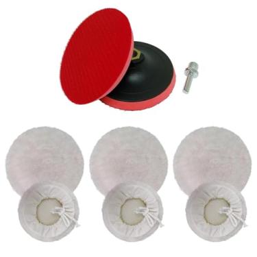 Imagem de Kit para Polimento com 3 Boina Lã de Carneiro + Disco 125mm M14 + Adaptador Furadeira