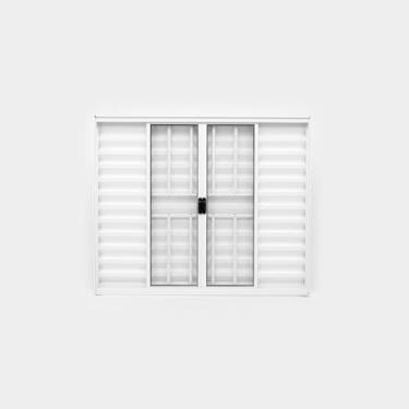 Imagem de Janela de Alumínio Veneziana Com Grade Plus Lux Esquadrias Branco