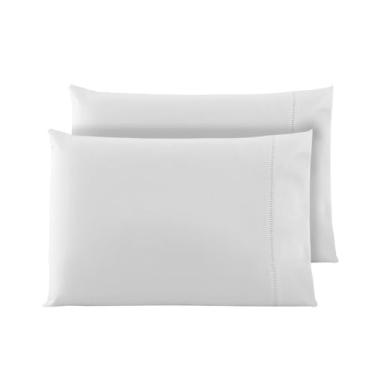 Imagem de 2 Fronha Avulsa Percal 200 Fios Algodão Ponto Palito Branco