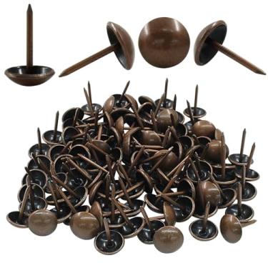 Imagem de Waziaqoc 100 peças de tachas de estofamento estilo vintage, pregos de estofamento de cobre vermelho, kit de pinos decorativos redondos 7/16 Inc para sofá de móveis DIY