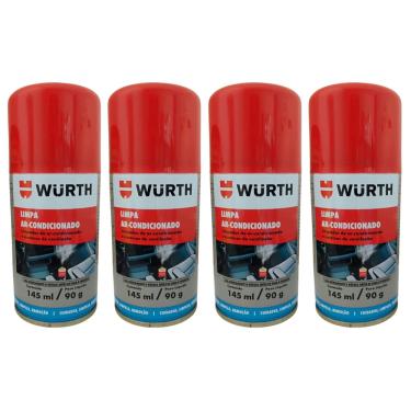 Imagem de Kit 4 Limpa Ar Condicionado Higienizador Wurth Carro Novo 145ml