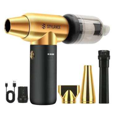 Imagem de STYLANCE Espanador de ar comprimido, espanador de ar elétrico de 110.000 RPM, mini soprador a jato seco para computador, teclado, carro, casa, limpeza externa, tipo C (ouro)