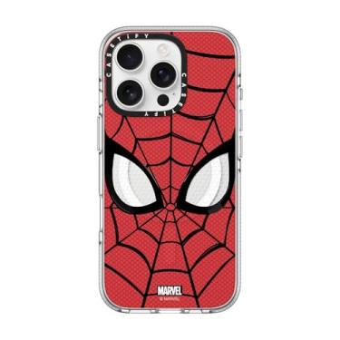 Imagem de CASETiFY Capa transparente para iPhone 16 Pro [Homem-Aranha Co-Lab/Não amarela/Proteção contra quedas de 2 metros/Compatível com Magsafe] - Máscara do Homem-Aranha - Transparente