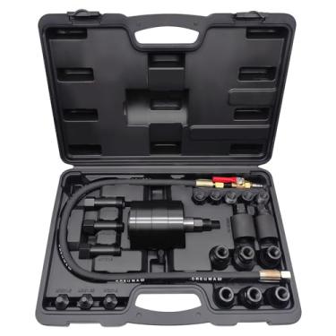 Imagem de JEUCLEL Kit de ferramentas extrator de injetor de combustível diesel pneumático universal, conjunto de extrator de injetor hidráulico com 19 adaptadores, martelo extrator, mangueira de extensão para