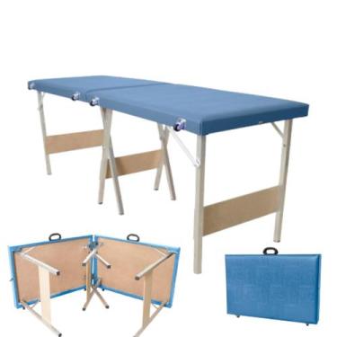 Imagem de Maca  Azul para Estética Tatuagem Depilação Hospitalar dobrável portát