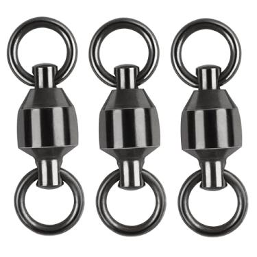 Imagem de Rolamento esférico gira a pesca, 25 peças barril gira equipamentos de pesca, anéis de soldagem de aço inoxidável, conectores giratórios de pesca em água salgada de alta resistência (tamanho 4, 90 kg, 25 peças)