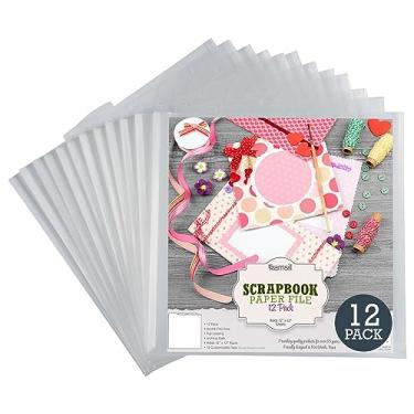 Imagem de Samsill Pastas organizadoras de armazenamento de scrapbook 30 x 30 cm, pacote com 12, arquivos de papel com abas personalizáveis, inclui 12 abas brancas em branco, carregamento superior, arquivos