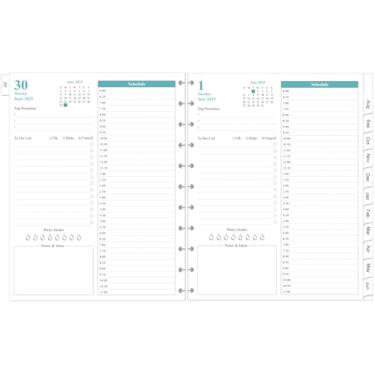 Imagem de Recargas de planejador 2025-2026, 11 discos, uma página por dia, refil de agenda diária e mensal de julho de 2025 a junho de 2026, tamanho carta, 21,6 cm x 28 cm