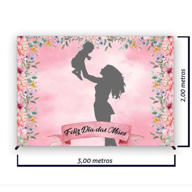 Imagem de Painel de Festa Retangular Dia das Mães 3,00x2,00 metros - Fera Print