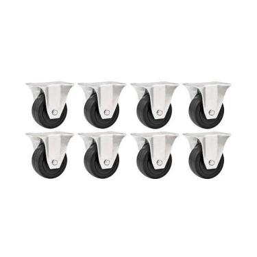 Imagem de Kit 8 un rodízio roda fixo borracha preta 2" 50mm - VONDER