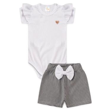 Imagem de Conjunto Body Canelado - Branco / Pied de Poule - Ame Kids, M