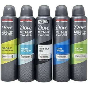 Imagem de Dove Conjunto de spray antitranspirante masculino + Care, esportivo, conforto limpo, seco invisível, aromas frescos e extrfrescos, 240 ml, 5 unidades