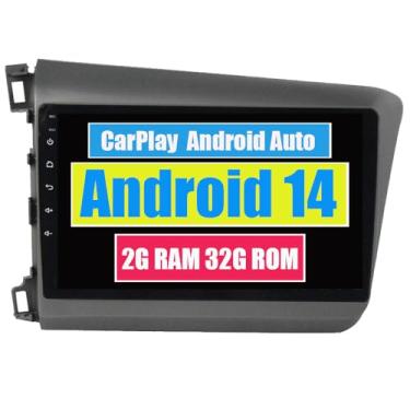 Imagem de RoverOne Central Multimídia para Honda Civic 2012 2013 2014 com CarPlay Android Auto Navegação GPS Bluetooth Radio Estéreo WiFi