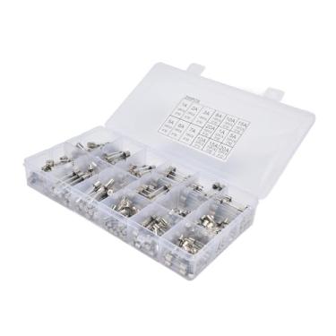 Imagem de Kit de Sortimento de Fusíveis de Vidro, Conjunto de Tubos de Sopro Rápido de 250pcs 1-20A 250V, Caixa Transparente, Proteção de, 15 Especificações para Segurança do Circuito,