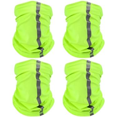 Imagem de SATINIOR 4 peças de polaina de pescoço para homens capa reflexiva, proteção solar UV neon balaclava Hi Vis bandana para trabalho, Verde, approx. 18.5 x 9.4 inches/ 47 x 24 cm in length