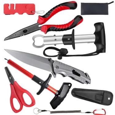 Imagem de Abodadventures Kit De Ferramentas Pesca Bolso, Faca, Alicate E Tesoura, Pinça Para Lábios Peixe, Removedor Anzol, Apontador, Bainha, Cordões, Aboda - Presentes Exclusivos Homens (Classy8)
